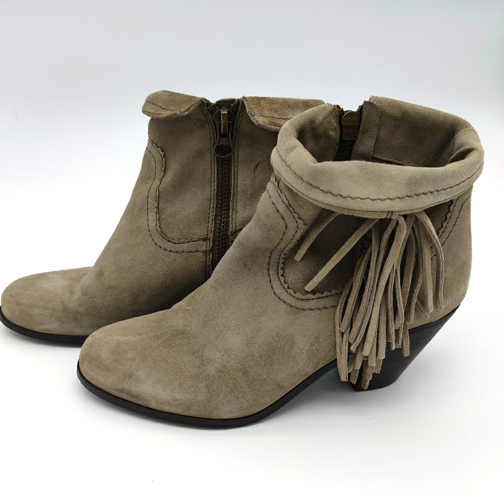 Sam Edelman Louie Fringe Booties 9 Taupe Rose
